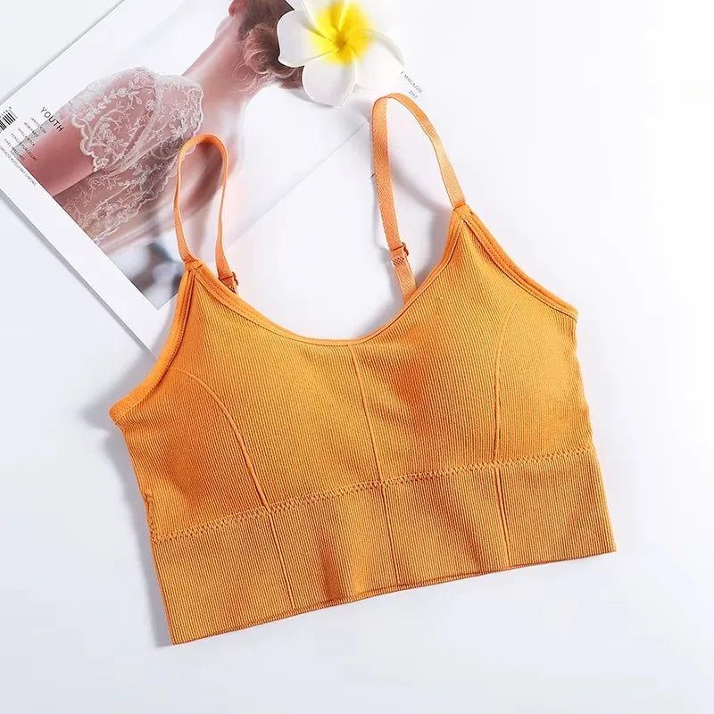 Backless Seamless Sports Bra – Adjustable Straps & Light Padding for Yoga, Gym & Lounging