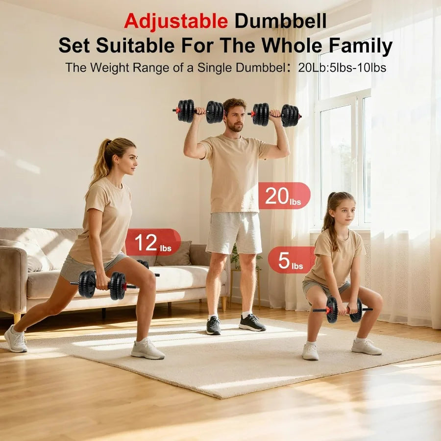 Adjustable Dumbbell Set 4 In 1 Barbell Kettlebell Connector