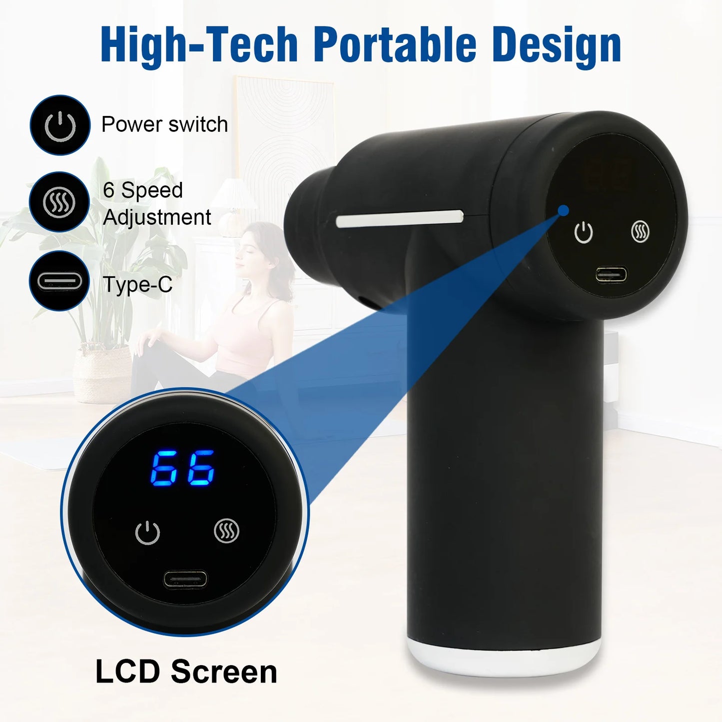 Hot Cold Therapy Massage Gun Professional Level Muscle Relaxation Body Exercise Deep 6 Heads 6 Speeds For Body Back Neck Leg