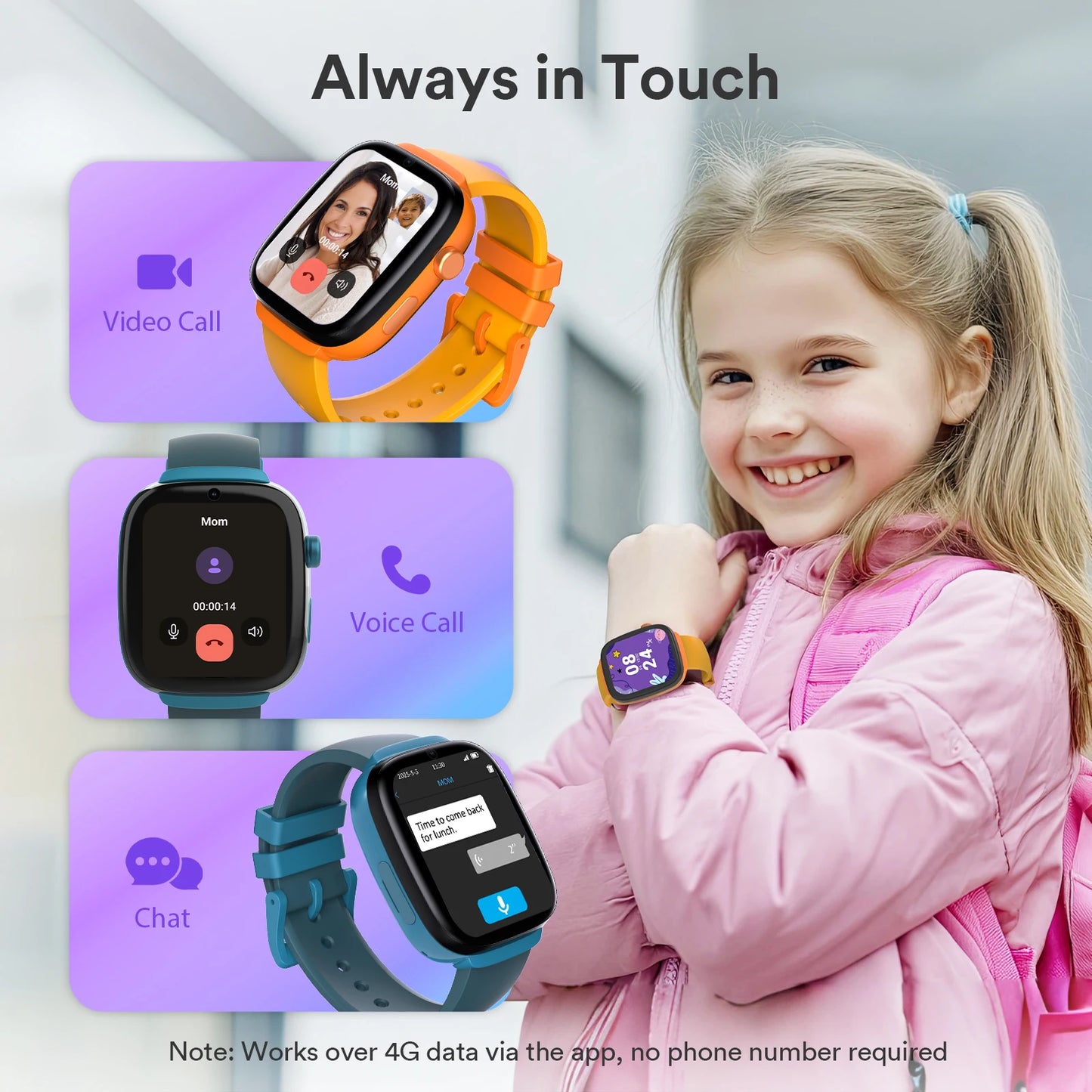 4G Kids Smart Watch GPS Two Way Call Video SOS Child Gift Parental Controls Waterproof Birthday Gift for Boys and Girls