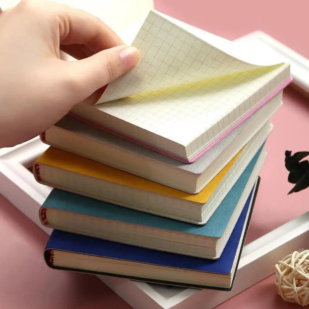 Grid Page Notebook PU Leather Mini Portable Pocket Planner