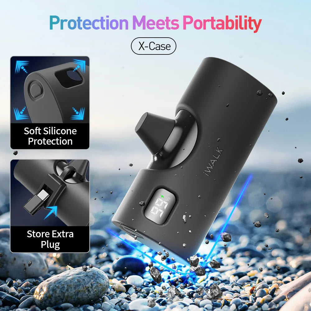 iWALK 5000mAh Mini Power Bank - Lipstick - Sized, 2 - in - 1 for Lightning & USB - C