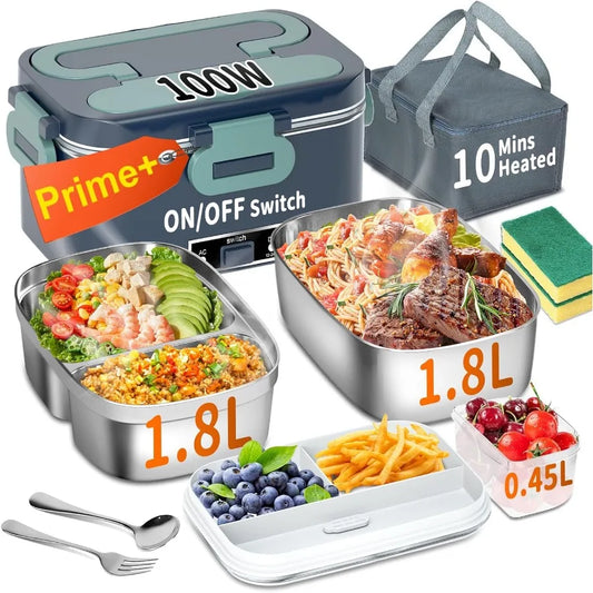 Abay Electric Heated Lunch Box 3-in-1 2-Pack Portable Dual Layer