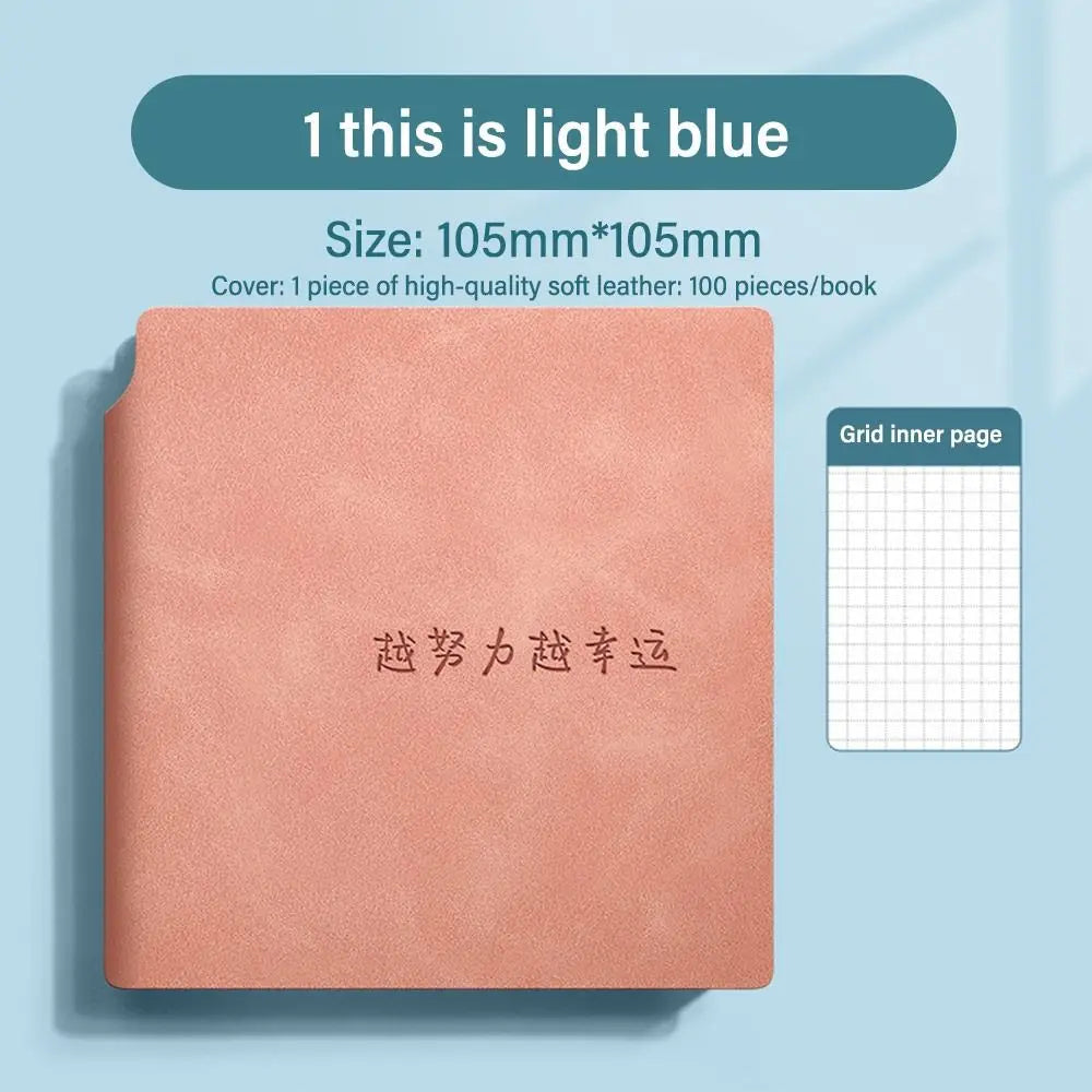 Grid Page Notebook PU Leather Mini Portable Pocket Planner