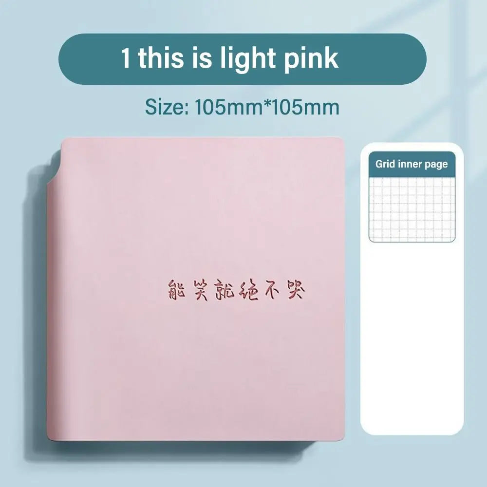 Grid Page Notebook PU Leather Mini Portable Pocket Planner