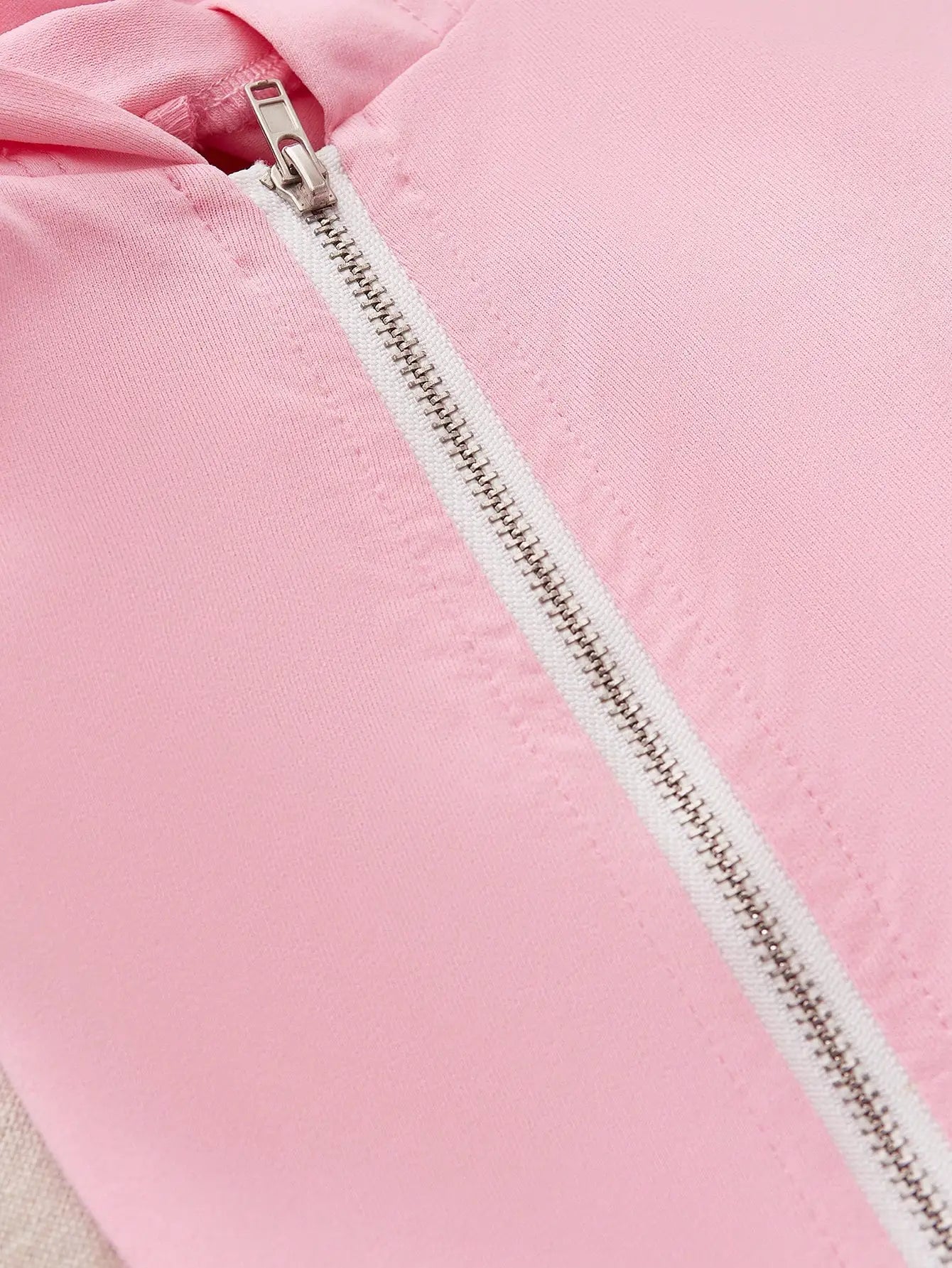 Pink Zipper Hoodie and Sweatpants Set for Women Letter Printed Jogger