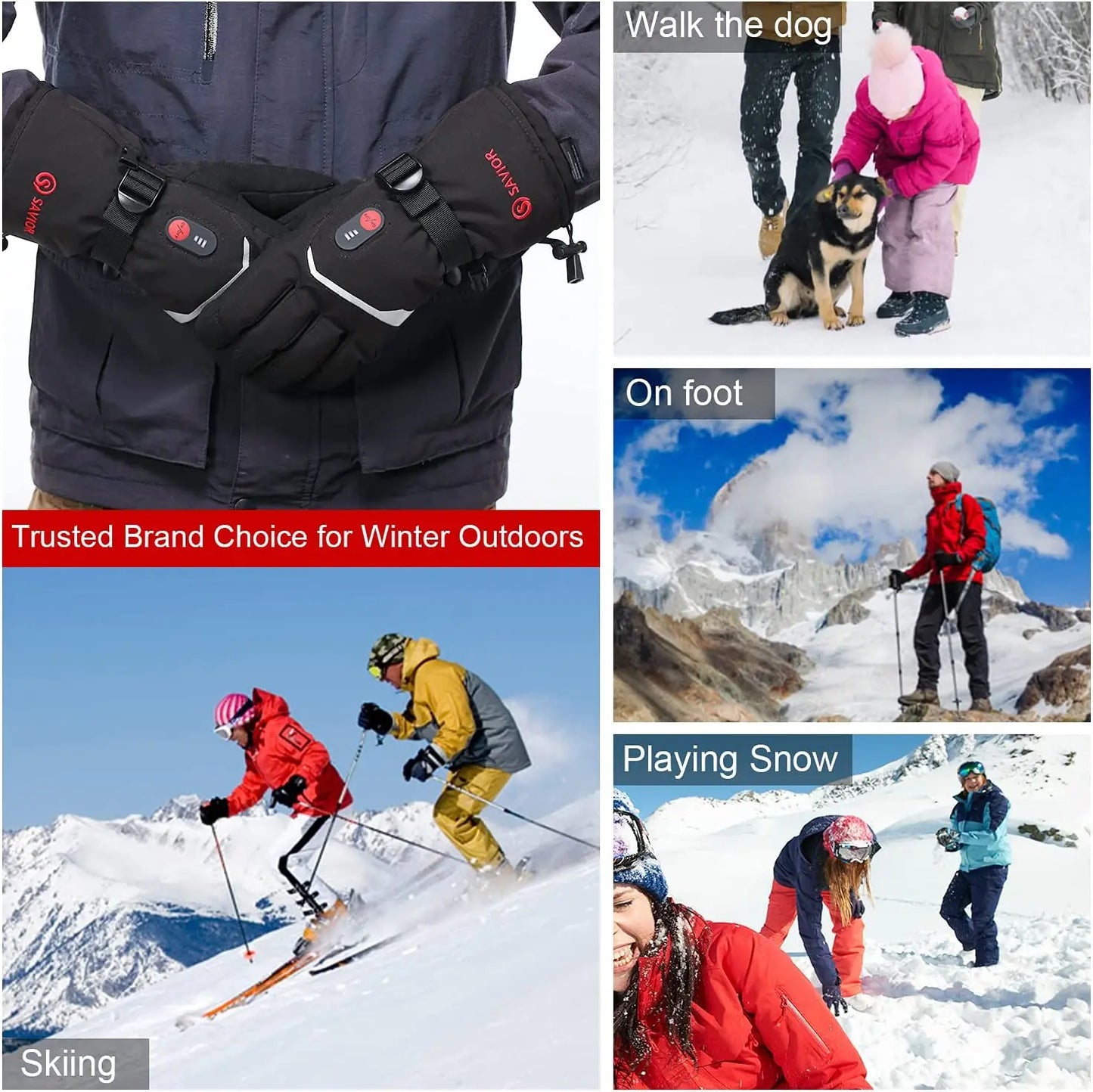 Snow Deer Winter Heated Gloves Unisex Waterproof Touchscreen Rechargeable