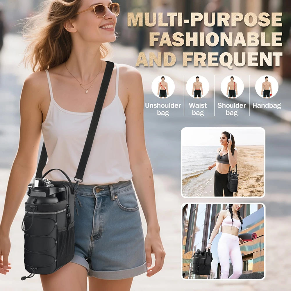 Magnetic Gym Bag Magnetic Sling Pocket Bottle Holder Crossbody Bag Gym Pouch for Men and Women