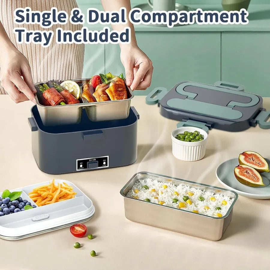 Abay Electric Heated Lunch Box 3-in-1 2-Pack Portable Dual Layer