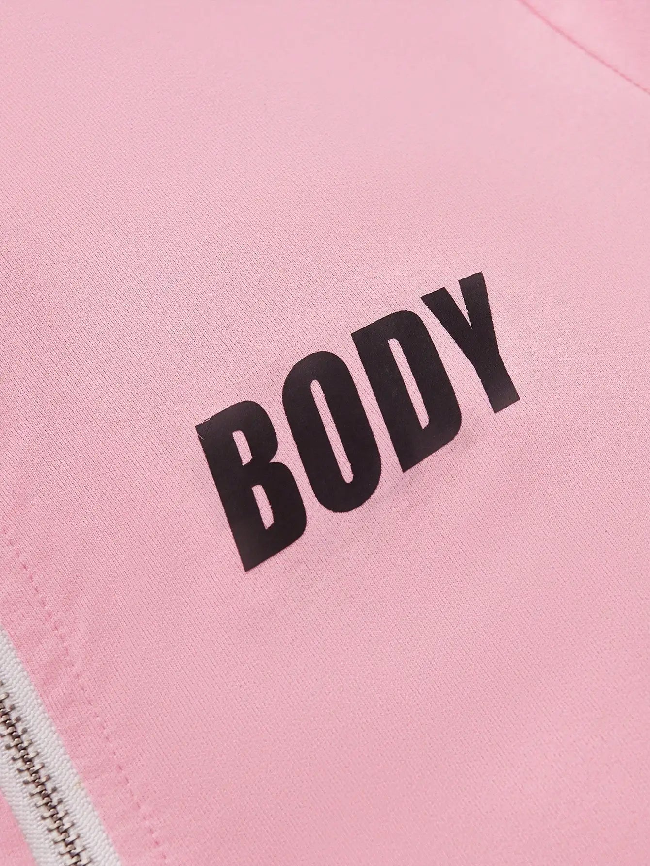 Pink Zipper Hoodie and Sweatpants Set for Women Letter Printed Jogger