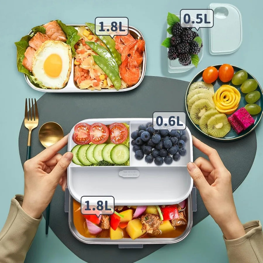 Abay Electric Heated Lunch Box 3-in-1 2-Pack Portable Dual Layer
