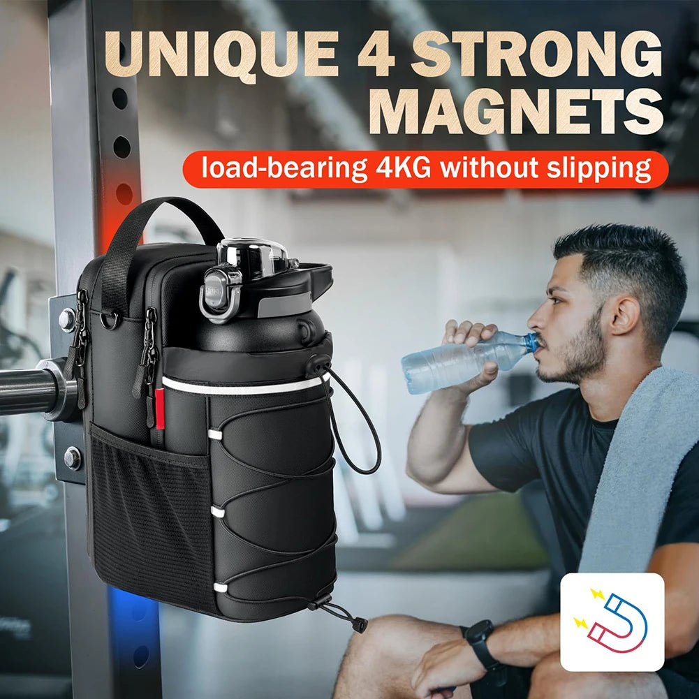 Magnetic Gym Bag Magnetic Sling Pocket Bottle Holder Crossbody Bag Gym Pouch for Men and Women