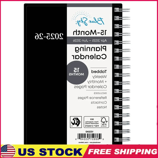 15 Month Mini Planner April 2025 to June 2026 Lined Weekly Pages Tabbed Monthly Views Durable Flexible Cover Pocket Size