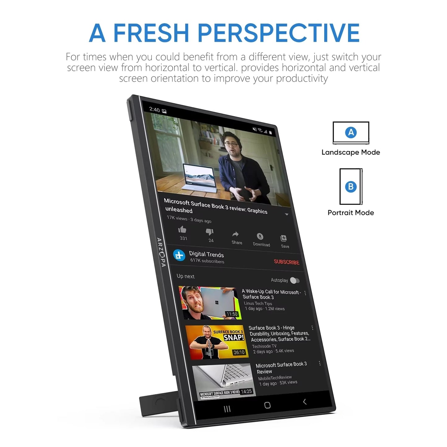 Arzopa Portable Monitor 1080P IPS USB C HDMI Second Screen
