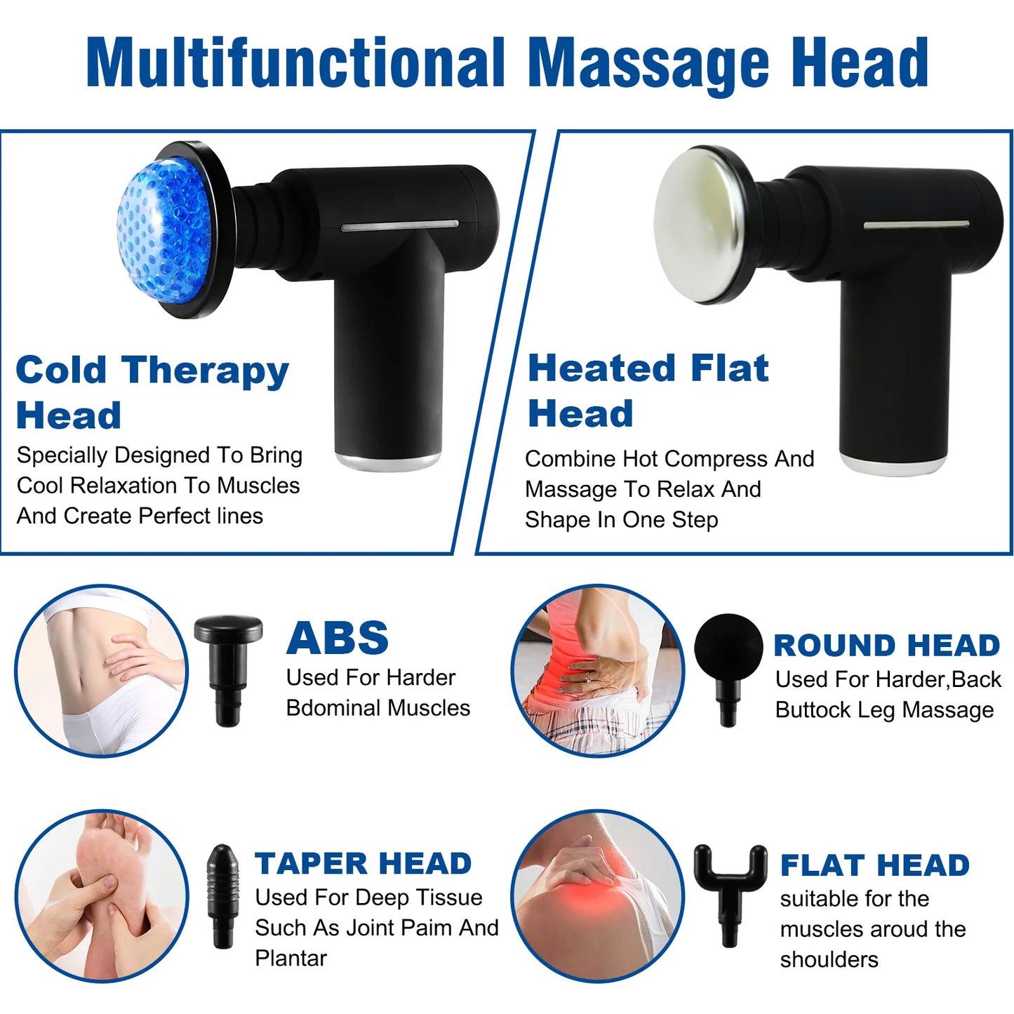 Hot Cold Therapy Massage Gun Professional Level Muscle Relaxation Body Exercise Deep 6 Heads 6 Speeds For Body Back Neck Leg