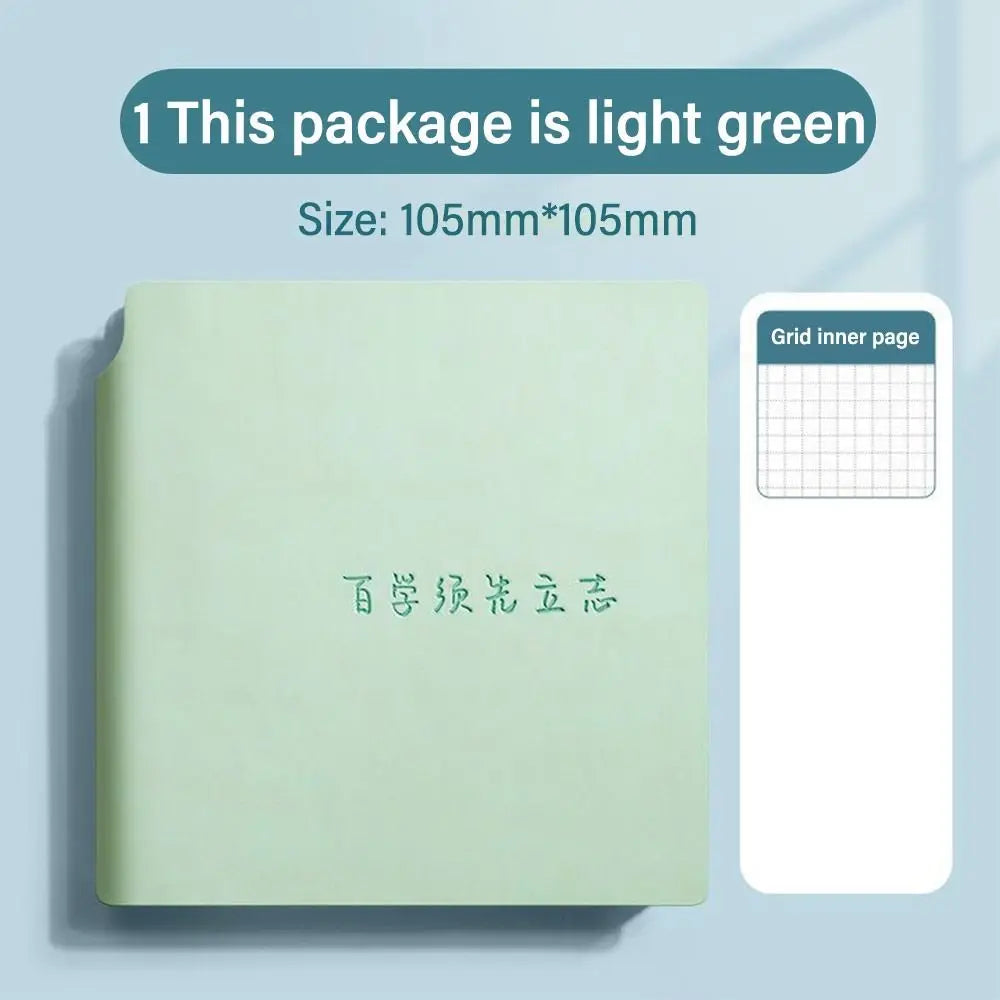 Grid Page Notebook PU Leather Mini Portable Pocket Planner