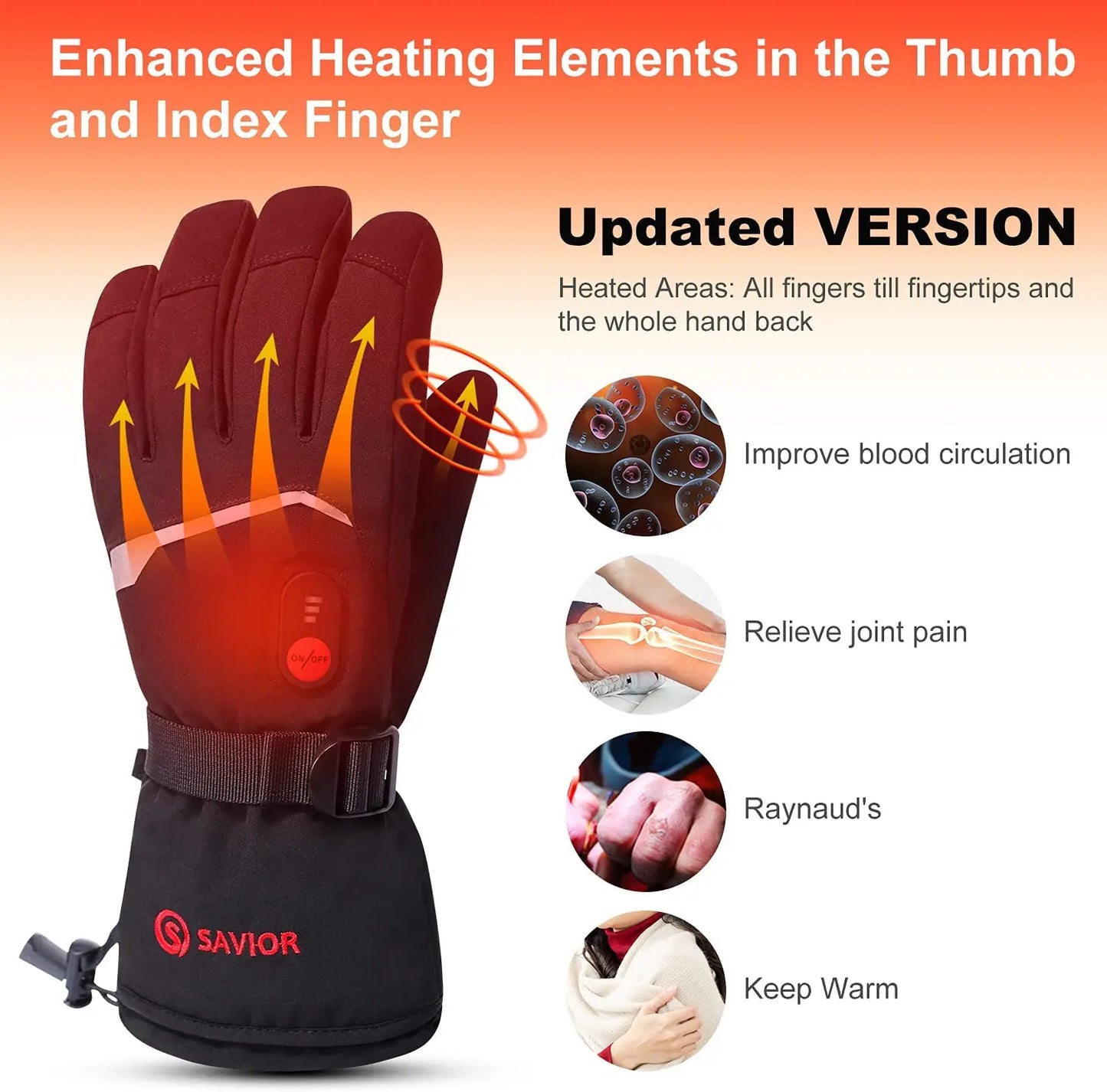 Snow Deer Winter Heated Gloves Unisex Waterproof Touchscreen Rechargeable