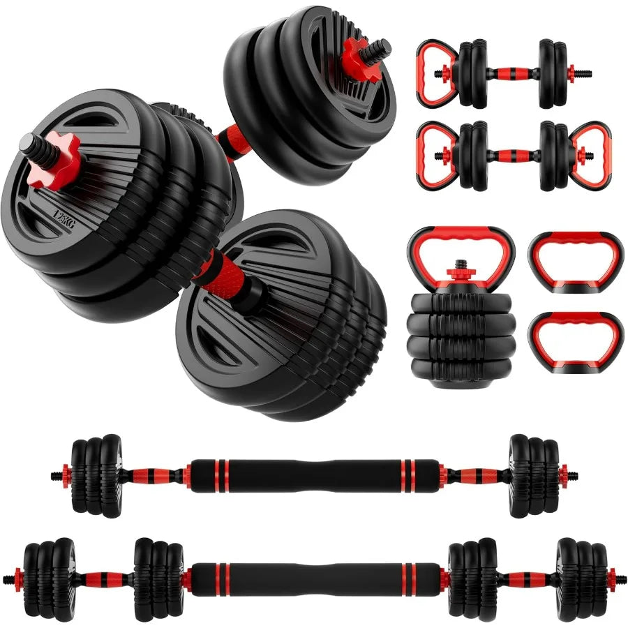 Adjustable Dumbbell Set 4 In 1 Barbell Kettlebell Connector