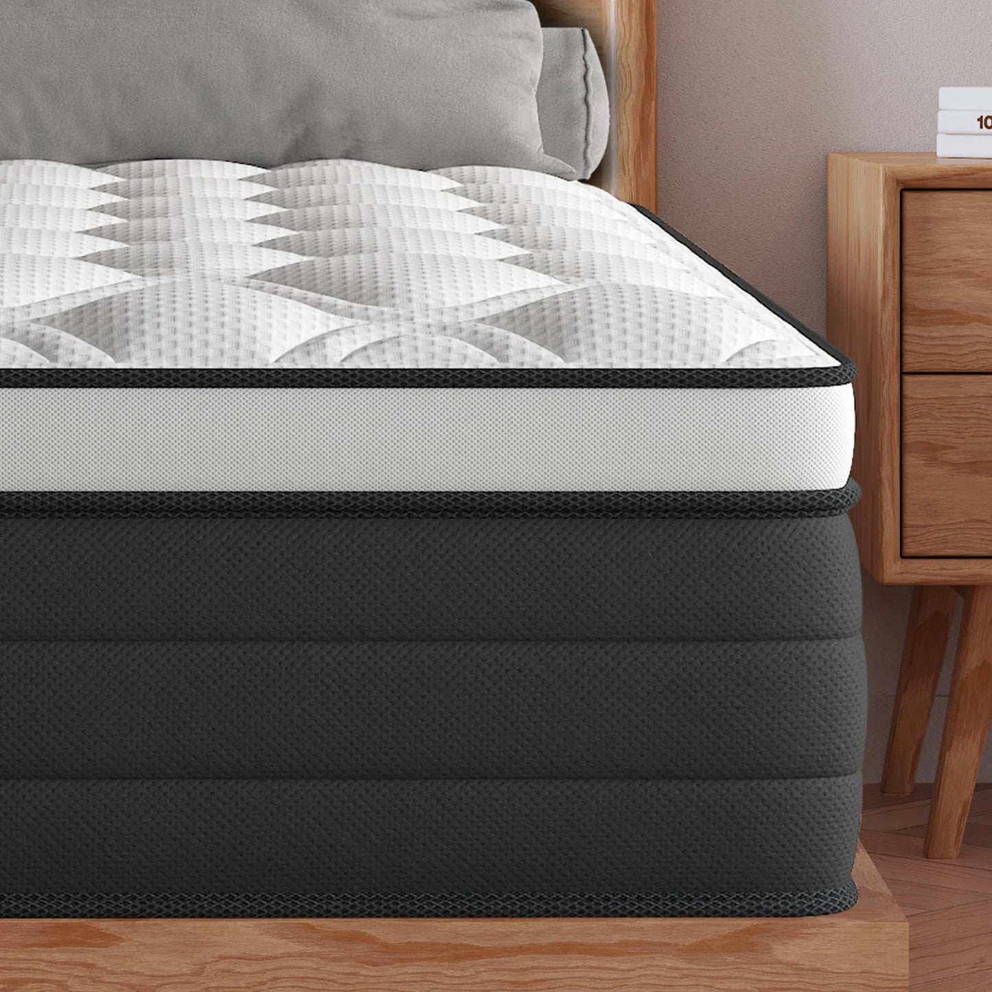 12 Inch Twin Full King Queen Mattress in A Box, Hybrid Memory Mattresses Euro Top Medium Firm for Back & Lumbar Support