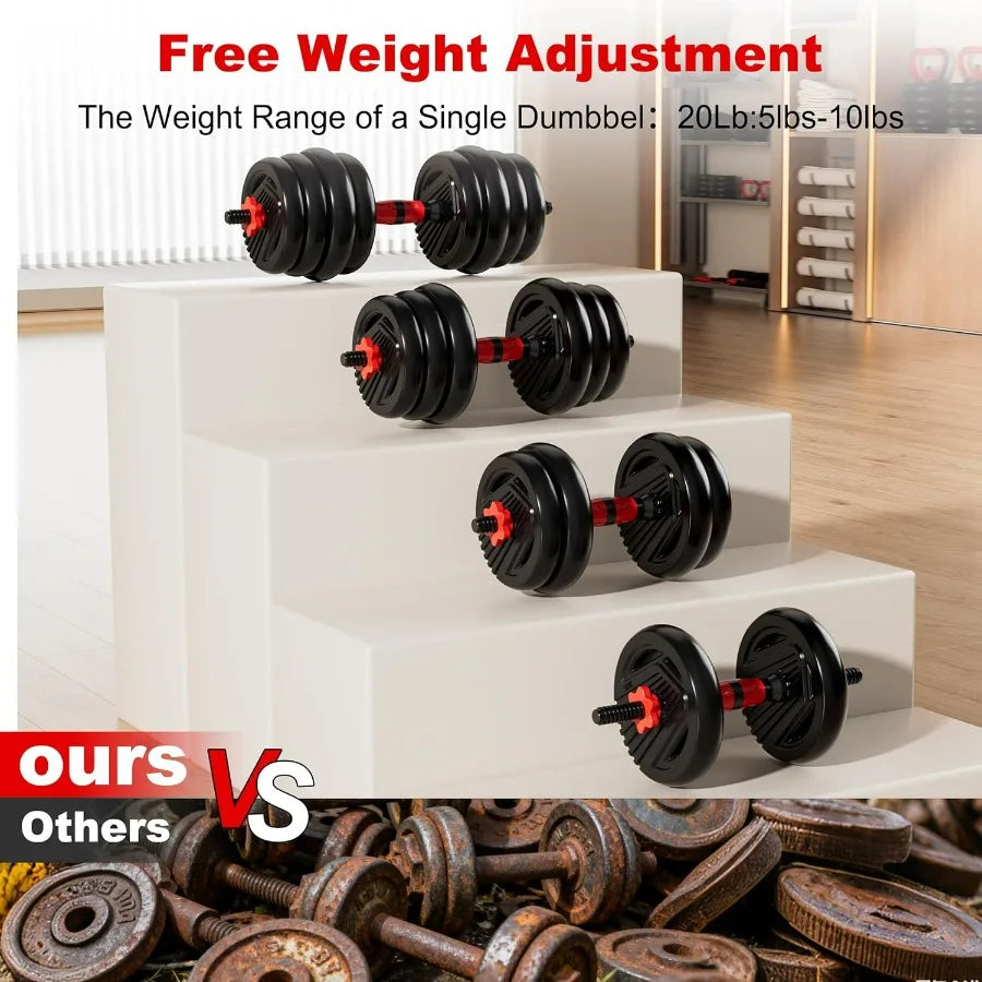 Adjustable Dumbbell Set 4 In 1 Barbell Kettlebell Connector
