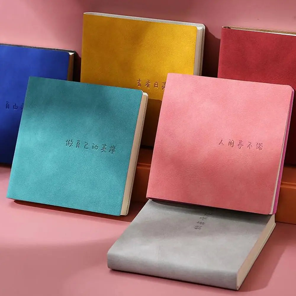 Grid Page Notebook PU Leather Mini Portable Pocket Planner