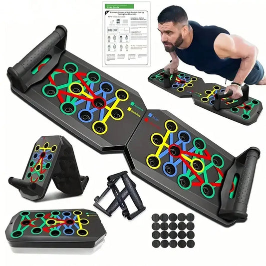 Premium Multifunctional Push Up Board – Portable Home Gym Strength Training Equipment With Color-Coded Workout System For Full Body Fitness, Targeting Chest, Shoulders, Back, Triceps And Core Muscles. Ergonomically Designed