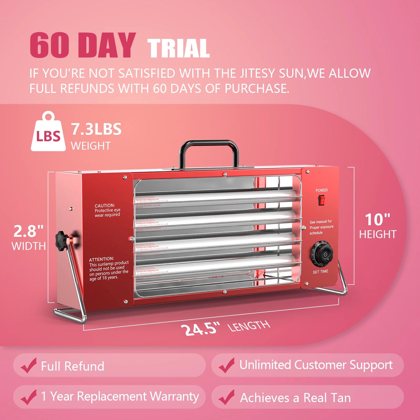 UVB/UVA Light Tanning Lamp Sun Indoor Adjustable Ultraviolet Tanning lamp for Bronzer Natural Body FaceBeauty Tanning Skin Care