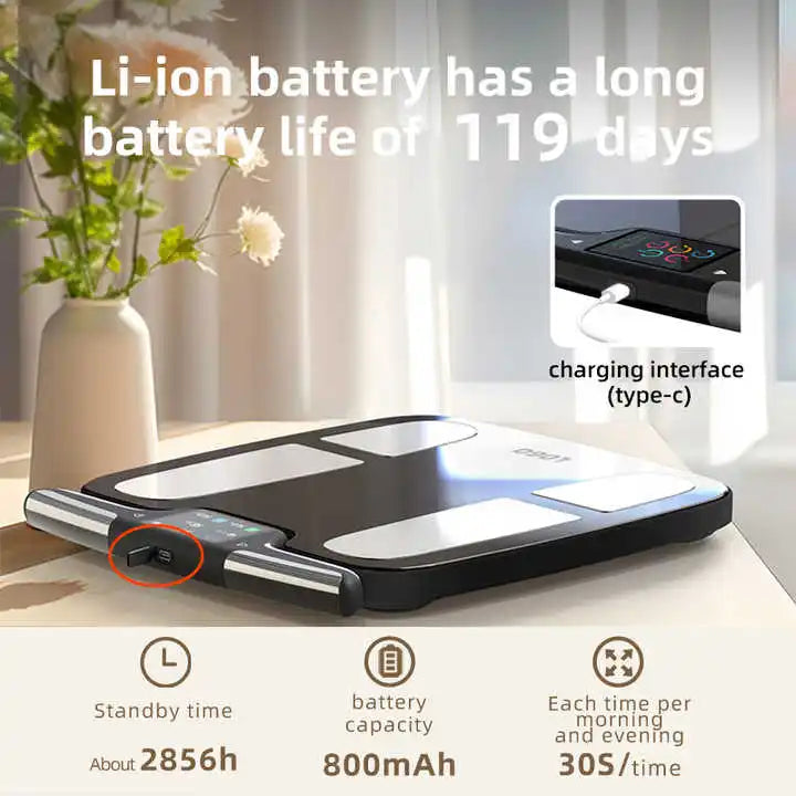 Smart Scale With 8 Electrodes For Weight Fat And BMI