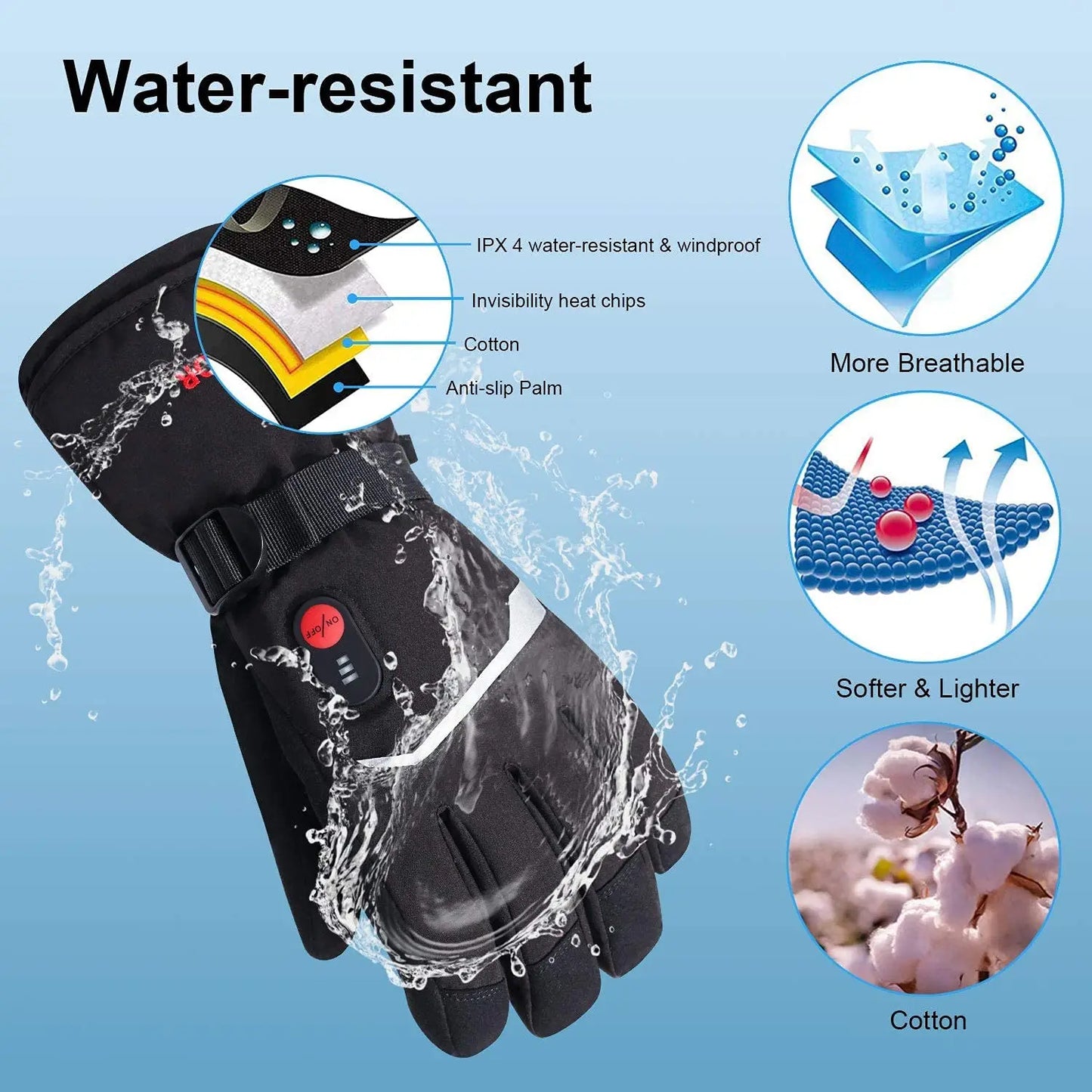 Snow Deer Winter Heated Gloves Unisex Waterproof Touchscreen Rechargeable