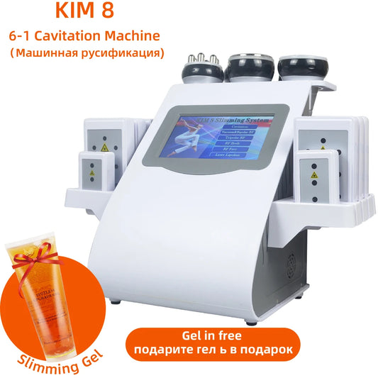 6 In 1 40K Ultrasonic Cavitation Machine Weight Loss Skin Lift Tightening Vacuum Lipo KIM8 Body Slimming Machine Body Shaping