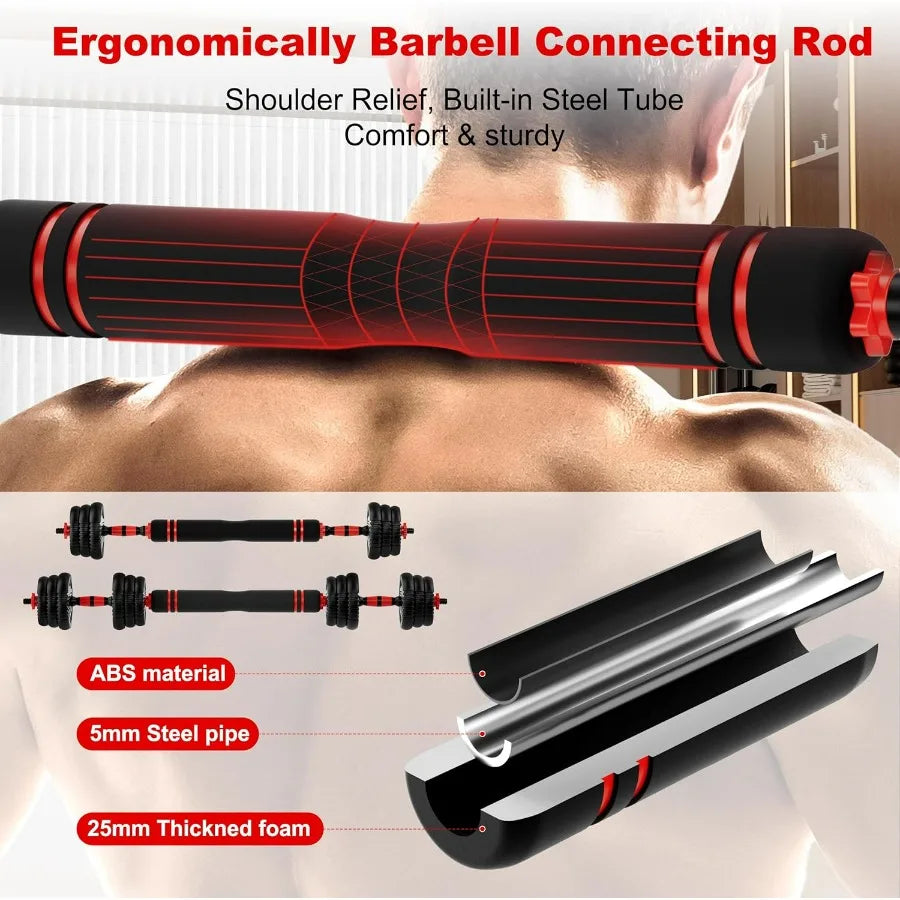 Adjustable Dumbbell Set 4 In 1 Barbell Kettlebell Connector