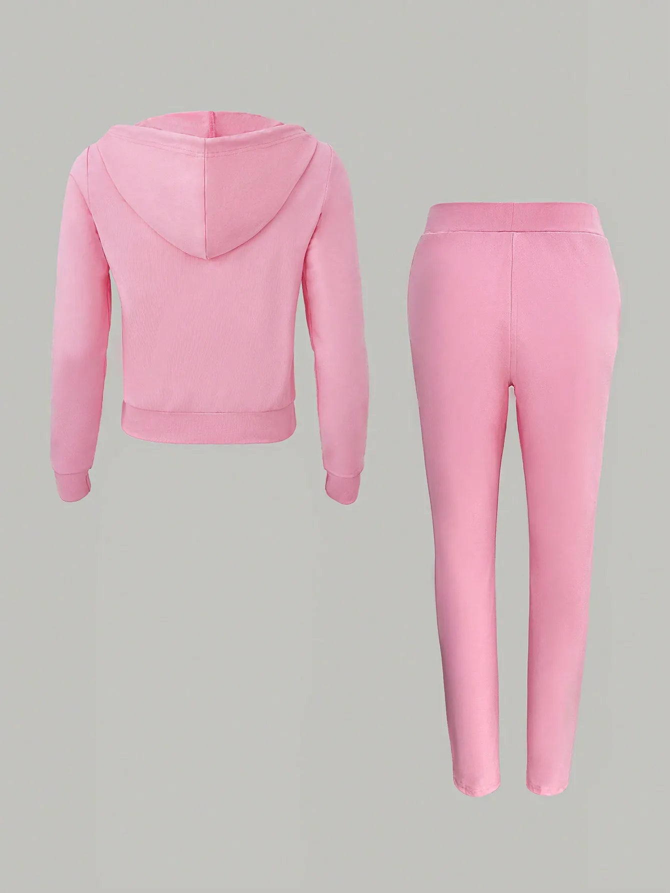 Pink Zipper Hoodie and Sweatpants Set for Women Letter Printed Jogger