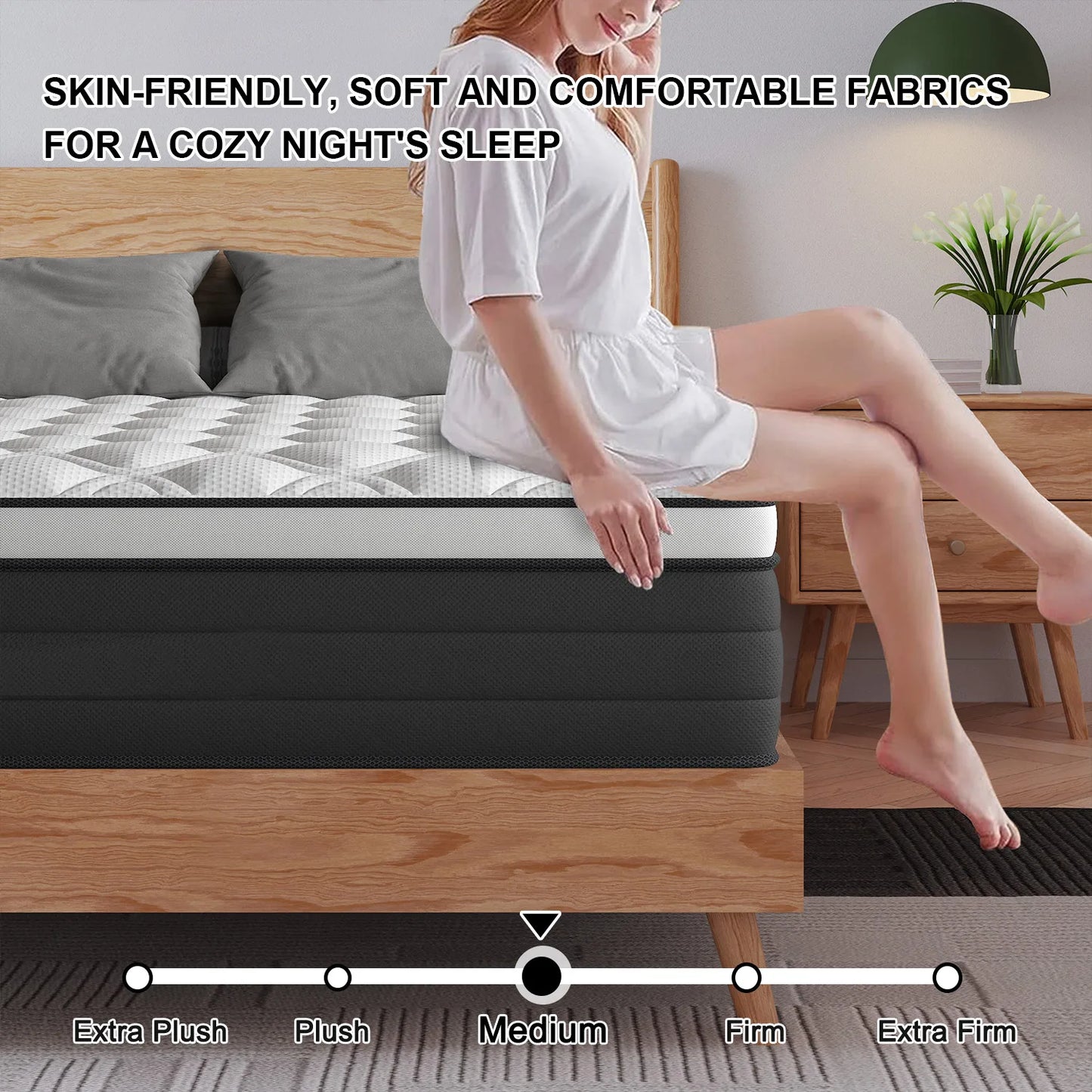 12 Inch Twin Full King Queen Mattress in A Box, Hybrid Memory Mattresses Euro Top Medium Firm for Back & Lumbar Support