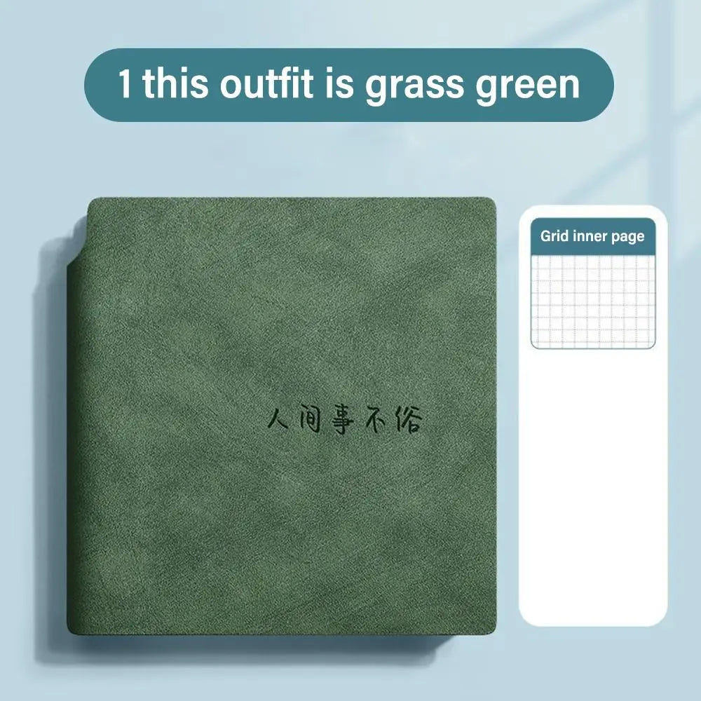 Grid Page Notebook PU Leather Mini Portable Pocket Planner