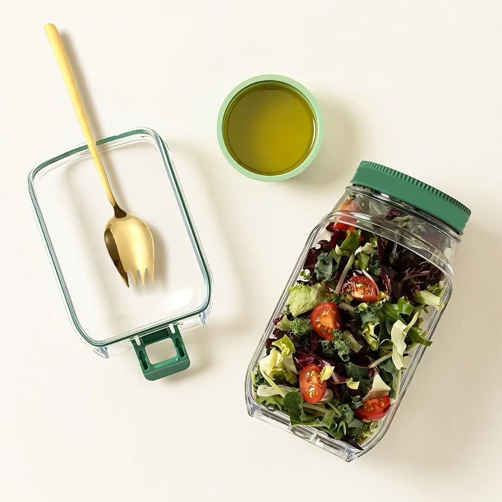 Breakfast Fruit Storage Box Leakproof Interval Salad Box Crisper Container Salad Jars Salad Pod Reusable Plastic Keep Fresh