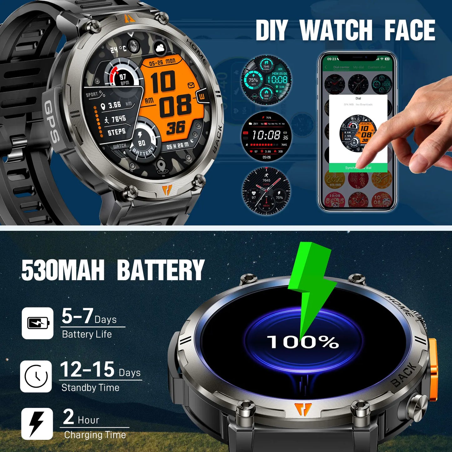 EIGIIS KE3 Smartwatch For Men With Health Monitor And Bluetooth
