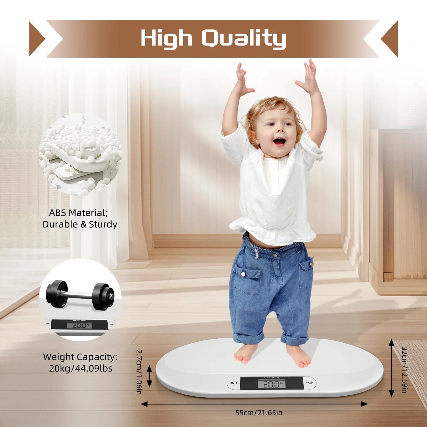 Infant Weighing Scale for Toddlers, Digital Baby Scale, Multifunctional Newborn Baby Scale, Pet Scale for Cats and Dogs