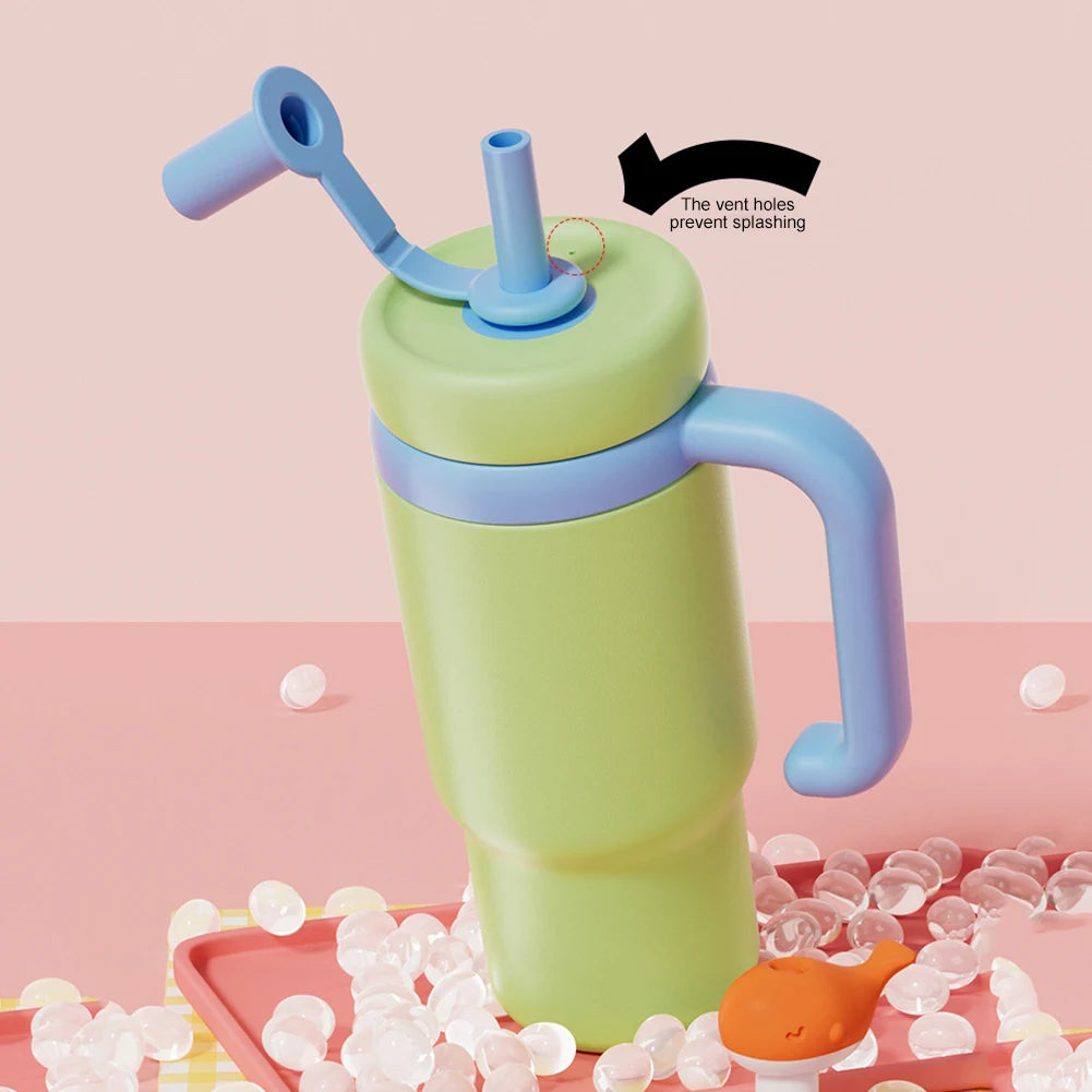 24oz Stainless Steel Whale Fountain Tumbler with Handle Whale Water Cups for Kids Teens and Adults