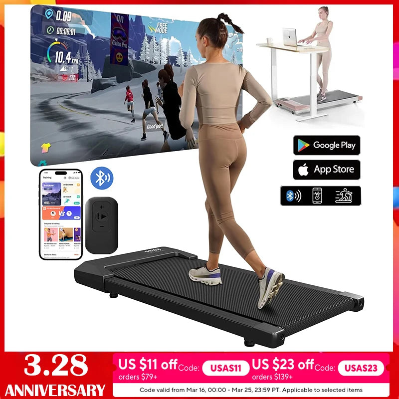 300lbs Treadmill for Home 2.5HP Treadmills Walking Pad LCD Digital Data Display 2in1 Walking Running Fitness Exercise Machine