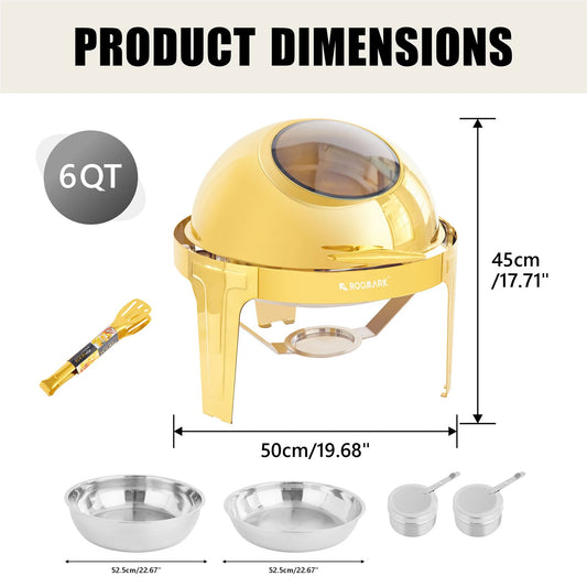 ROOMARK 9QT Chafing Dish Buffet Set , High Grade Stainless Steel Catering Warmer Complete set with Thick Frame for Party Wedding