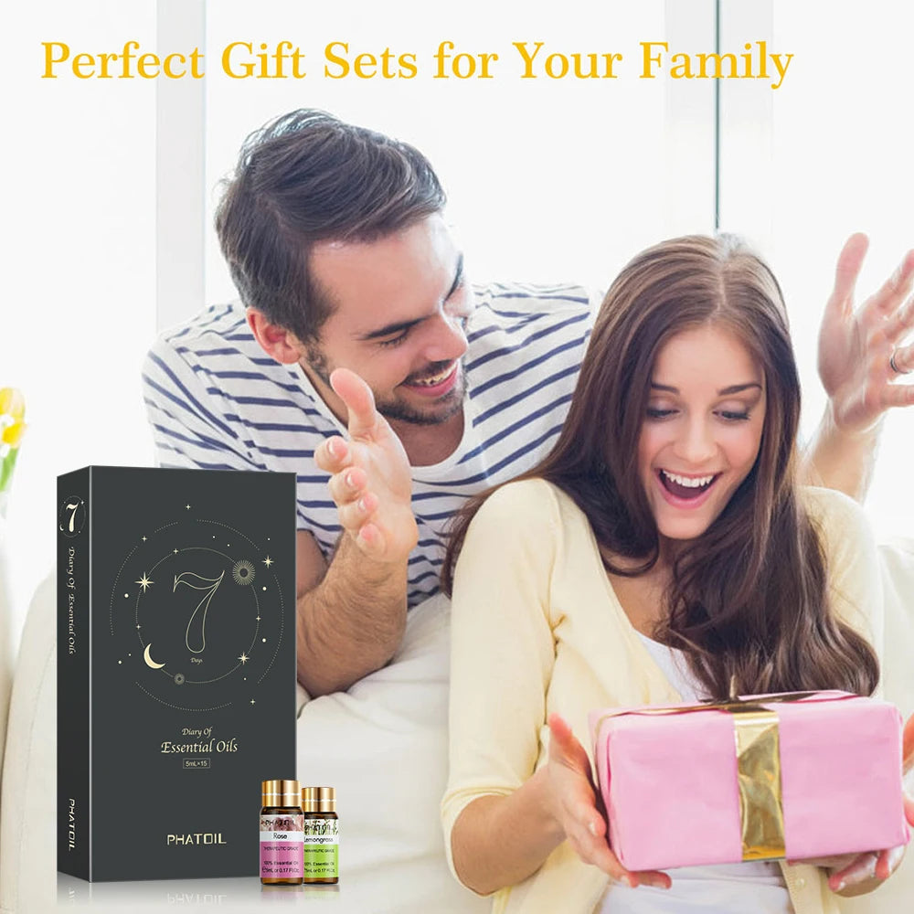 PHATOIL 15PCS Aromatherapy Essential Oil Set For Diffuser-5ml Cinnamon Lavender Eucalyptus Peppermint Lemon Vanilla Aroma Oils