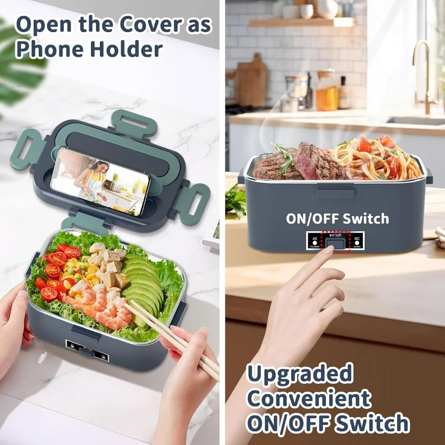 Abay Electric Heated Lunch Box 3-in-1 2-Pack Portable Dual Layer