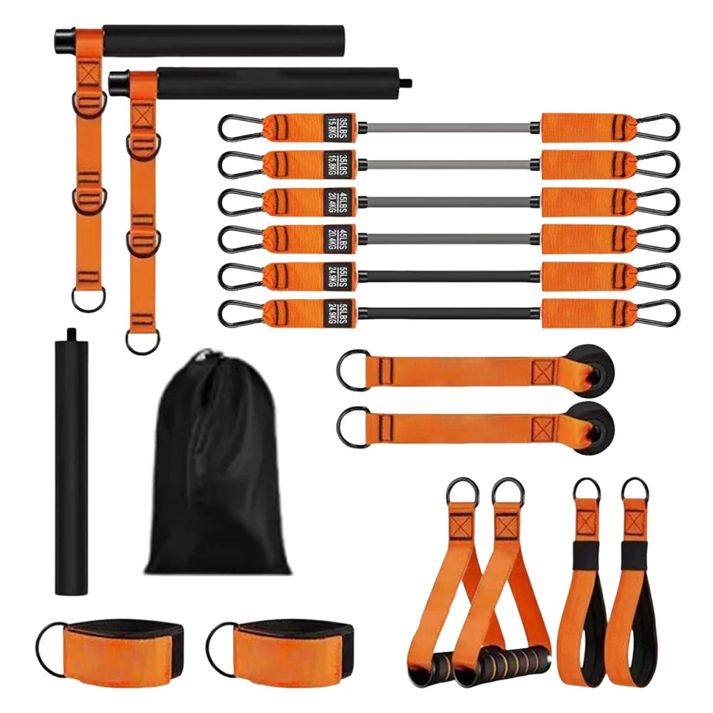 Multifunctional Pilates Bar & Resistance Bands Pilates Workout Equipment Exercise Bands Set Home Gym Strength Training Equipment