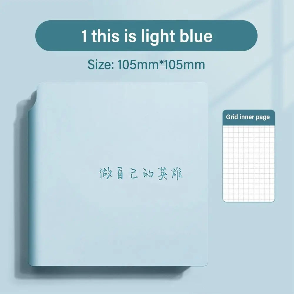 Grid Page Notebook PU Leather Mini Portable Pocket Planner