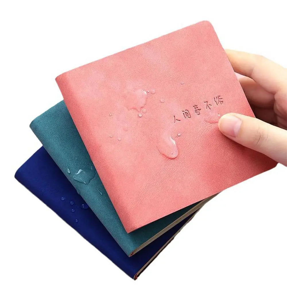 Grid Page Notebook PU Leather Mini Portable Pocket Planner