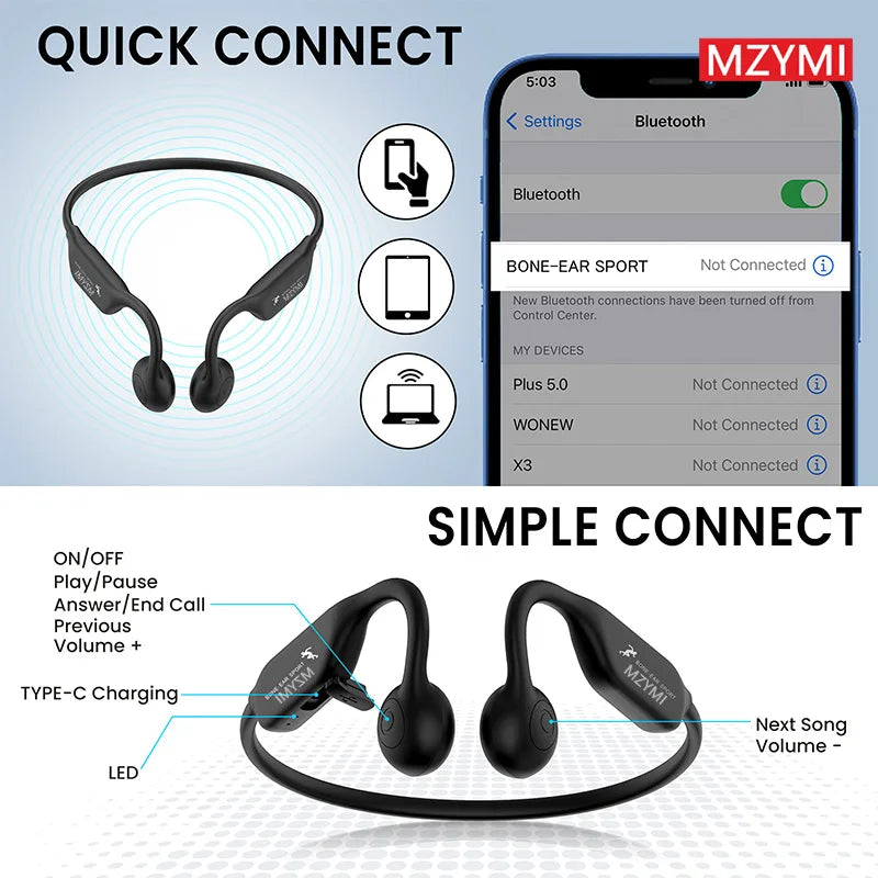 INMAS A18 TWS Earphones Bone Conduction Neckband with Mic
