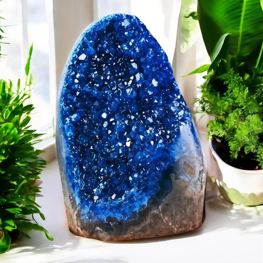 300-400g Blue Geode Quartz Crystal Mineral Specimen Home Decor Aesthetic Room Decor Stones Crystals and Stones Healing
