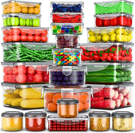 50 Pcs Large Food Storage Containers with Lids Airtight 85 OZ to Small Stackable Kitchen Set BPA Free Leak Proof Microwave Safe
